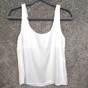 TopShop White Scoop Neck Tank Top Size 2 Silky Viscose